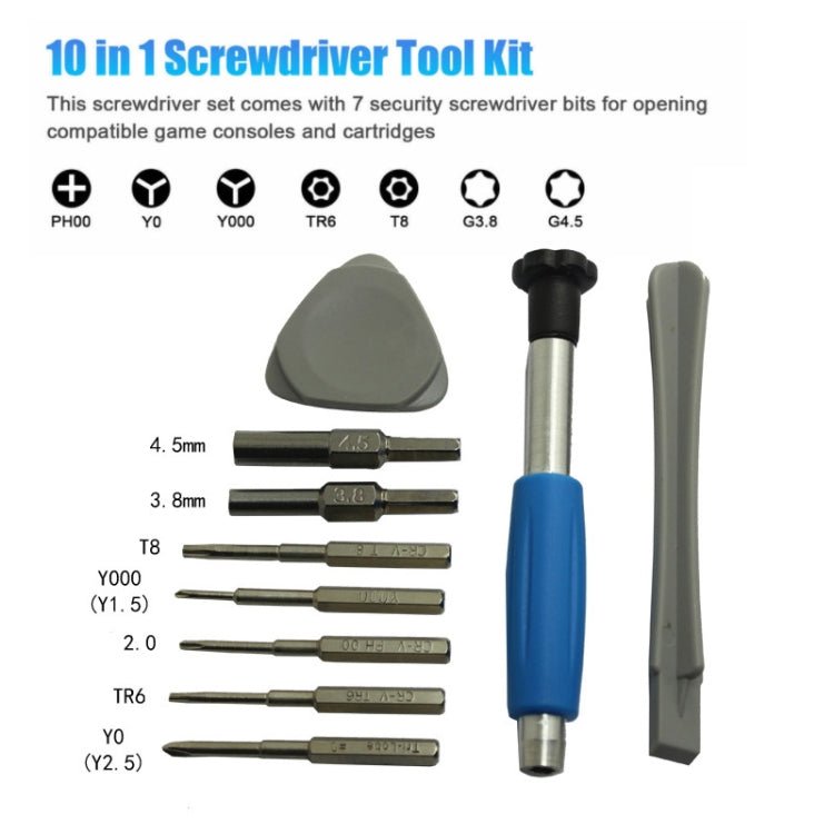 For Nintendo Switch PSP/GBA/DS/3DS 10 In 1 Repair Tool Kit Screwdriver Set, 10 In 1 - ORIWHIZ