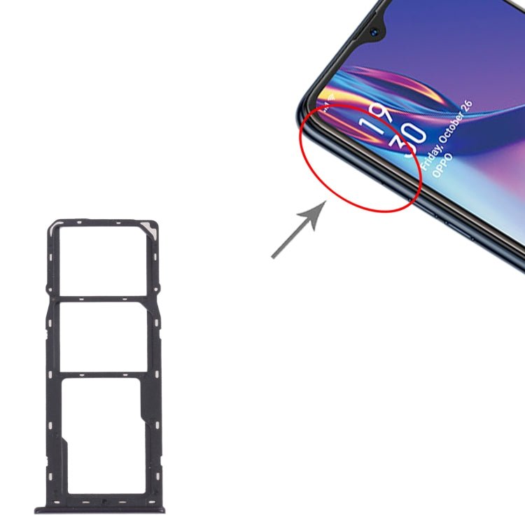 For OPPO A12 CPH2083, CPH2077 SIM Card Tray + SIM Card Tray + Micro SD Card Tray, For OPPO A12 - ORIWHIZ