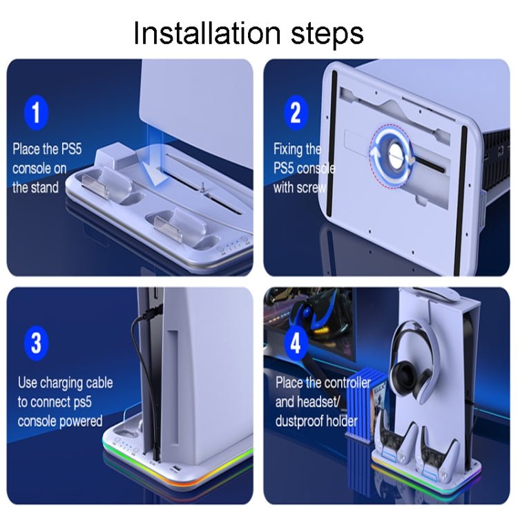 For PS5 / PSVR2 Controller Multi - Functional Cooling Base With RGB Lights - ORIWHIZSony AccessoriesSony Accessories HolderToys & Hobbies