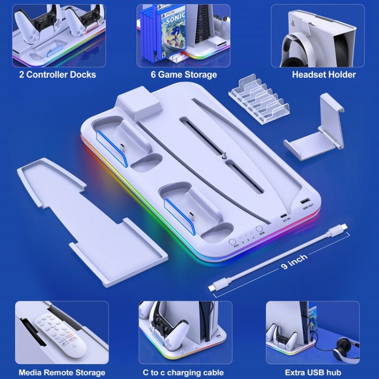 For PS5 / PSVR2 Controller Multi - Functional Cooling Base With RGB Lights - ORIWHIZSony AccessoriesSony Accessories HolderToys & Hobbies
