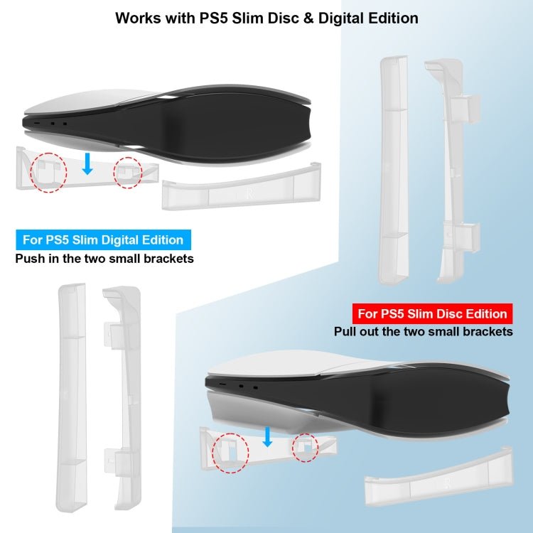 For PS5 Slim JYS - P5189 Console Horizontal Placement Stand Digital / Optical Drive Version Universal Storage Mount, Black, White, Transparent - ORIWHIZJYSSony AccessoriesSony Accessories Holder