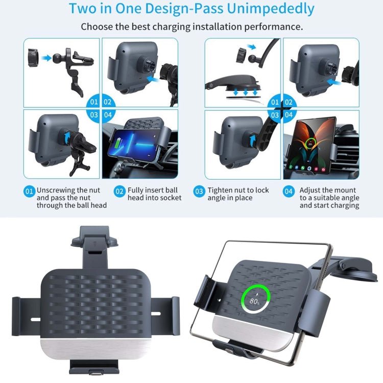 For Samsung Galaxy Z Fold4 / 3 S10 Folding Screen Mobile Phone Vehicle Bracket Dual Coil Wireless Charger, Folding Screen Wireless Charger - ORIWHIZ