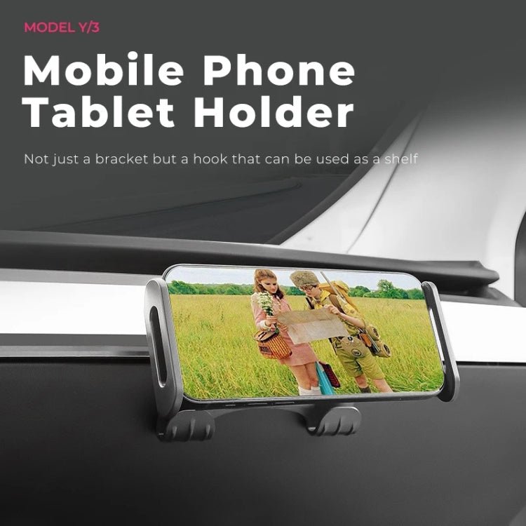 For Tesla Model 3 / Y Car Rear Seat Phone Tablet Holder, Bracket Base, Base + Phone Bracket - ORIWHIZ