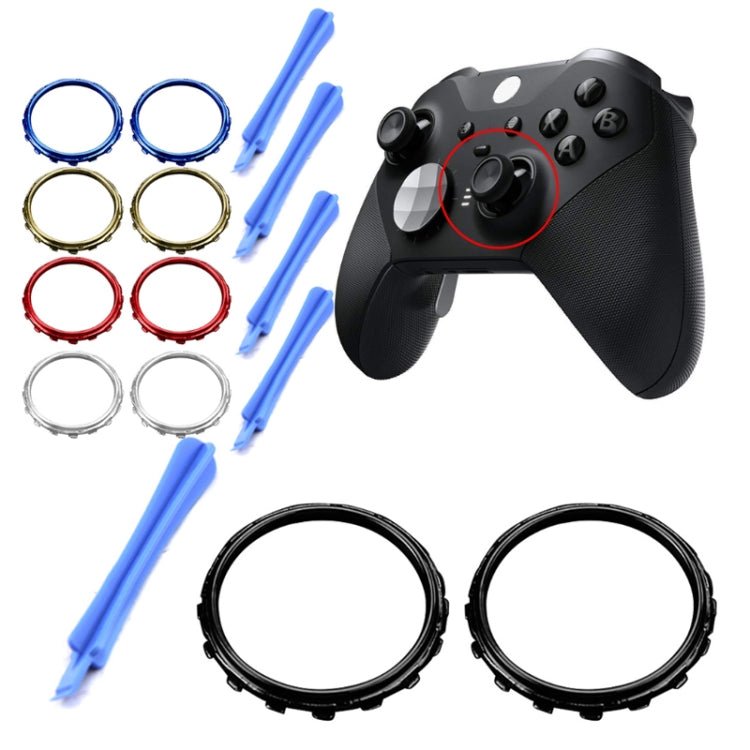 For Xbox One Elite 5pairs 3D Replacement Ring + Screwdriver Handle Accessories, Black + Screwdriver, Gold Plating + Screwdriver, Silver Plating + Screwdriver, Red Plating + Screwdriver, Blue Plating + Screwdriver - ORIWHIZ