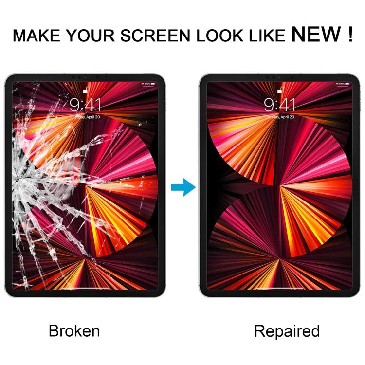 Front Screen Outer Glass Lens with OCA Optically Clear Adhesive, For iPad Pro 11 2021 2022, For iPad Air 5, For iPad mini 6, For iPad Air 4, For iPad Pro 11 2018 2020, For iPad Pro 12.9 2018 2020, For iPad Pro 9.7 - ORIWHIZ