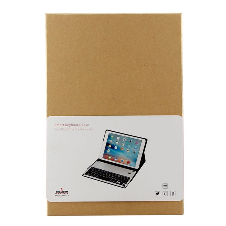 FT - 1038B Detachable Bluetooth 3.0 Aluminum Alloy Keyboard + Lambskin Texture Leather Tablet Case for iPad Air / Air 2 / iPad Pro 9.7 inch, with Water Repellent / Three - gear Angle Adjustment / Magnetic / Sleep Function, FT - 1038B - ORIWHIZApple AccessoriesiPad KeyboardiPad Keyboard For iPad Pro