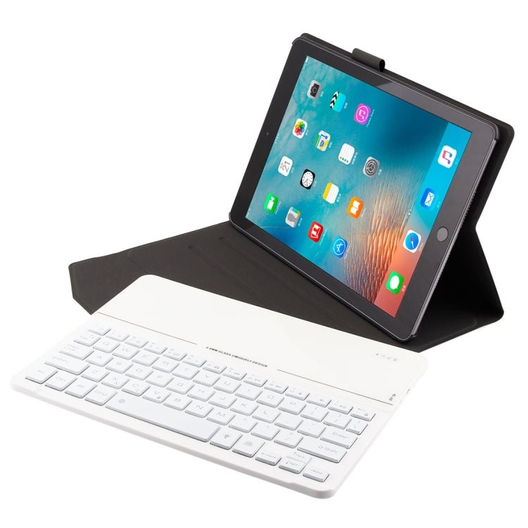 FT2068D For iPad Air 2 & Air 1 / Pro 9.7 inch & 2017 iPad & 2018 iPad Backlight Version Lambskin Texture Detachable Tempered Glass Bluetooth Keyboard Leather Tablet Case with Pen Slot & Stand Function - ORIWHIZApple AccessoriesiPad KeyboardiPad Keyboard Universal