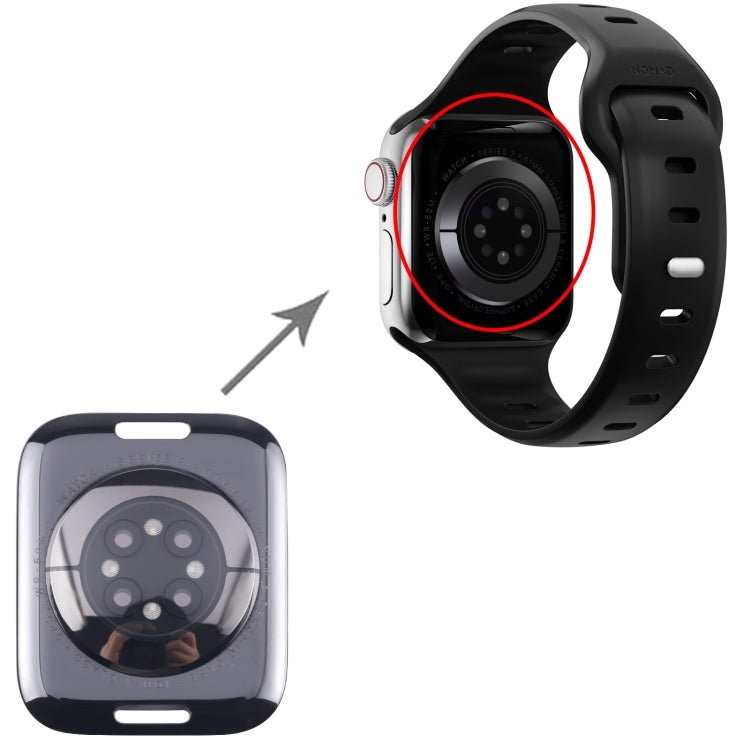 Glass Back Cover With Charging Module, For Apple Watch Series 9 41mm GPS, For Apple Watch Series 8 41mm GPS, For Apple Watch Series 8 45mm LTE, For Apple Watch Series 7 41mm GPS, For Apple Watch Series 7 45mm LTE - ORIWHIZ