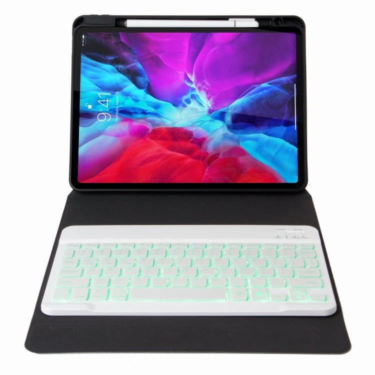 H - 102S Monochrome Backlight Bluetooth Keyboard Leather Case with Rear Three - fold Holder, For iPad 10.2 2020 & 2019 / Pro 10.5 inch, For iPad 9.7 2018 & 2017, For iPad Pro 11 inch 2021 & 2020 & 2018 / Air 2020 10.9 - ORIWHIZApple AccessoriesiPad KeyboardiPad Keyboard Universal