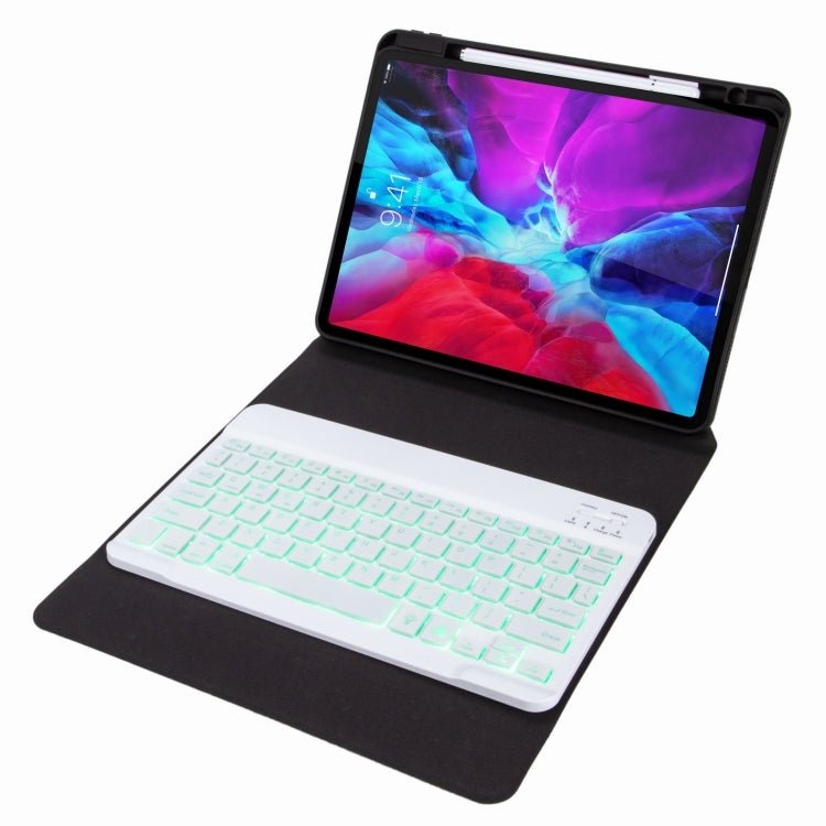 H - 102S Monochrome Backlight Bluetooth Keyboard Leather Case with Rear Three - fold Holder, For iPad 10.2 2020 & 2019 / Pro 10.5 inch, For iPad 9.7 2018 & 2017, For iPad Pro 11 inch 2021 & 2020 & 2018 / Air 2020 10.9 - ORIWHIZApple AccessoriesiPad KeyboardiPad Keyboard Universal