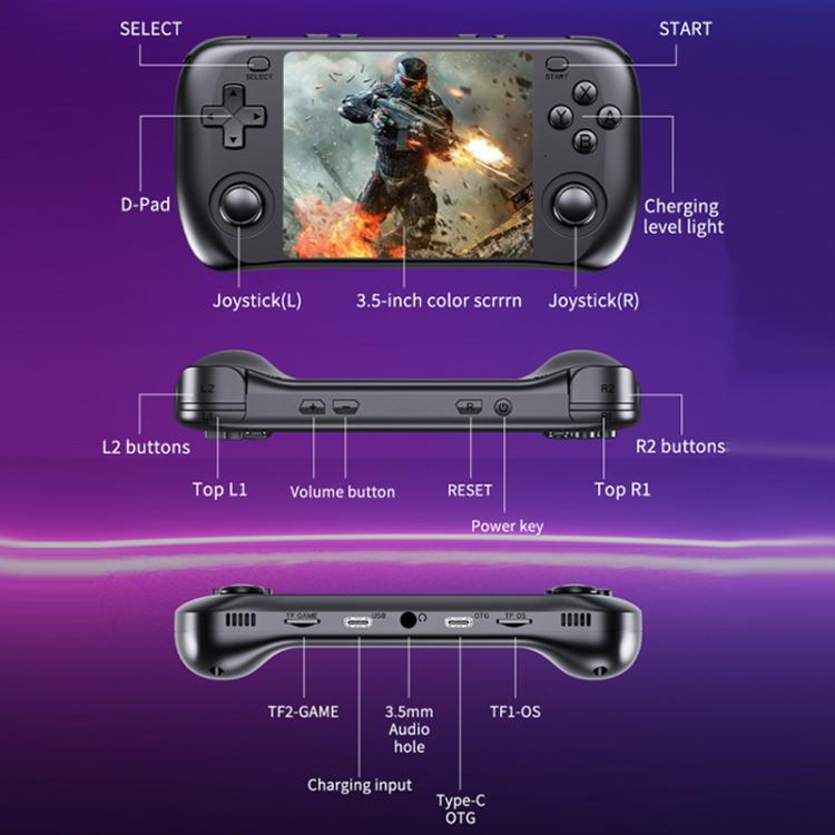 H36S 3.5 Inch IPS HD Screen Retro PSP Game Console Linux System GBA Handheld Video Game Console, 64G, 128G - ORIWHIZPocket ConsolePocket Console & AccessoriesToys & Hobbies