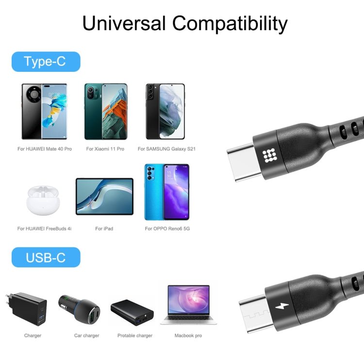 HAWEEL 1.5m 5A USB - C / Type - C to USB - C / Type - C Retractable Coiled PD Fast Charging Cable, 1.5m 5A Type - C - ORIWHIZ