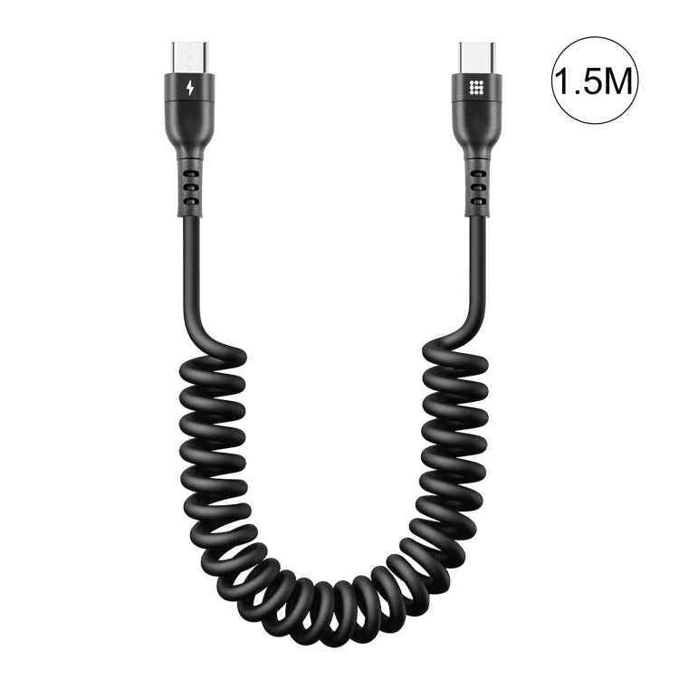HAWEEL 1.5m 5A USB - C / Type - C to USB - C / Type - C Retractable Coiled PD Fast Charging Cable, 1.5m 5A Type - C - ORIWHIZ