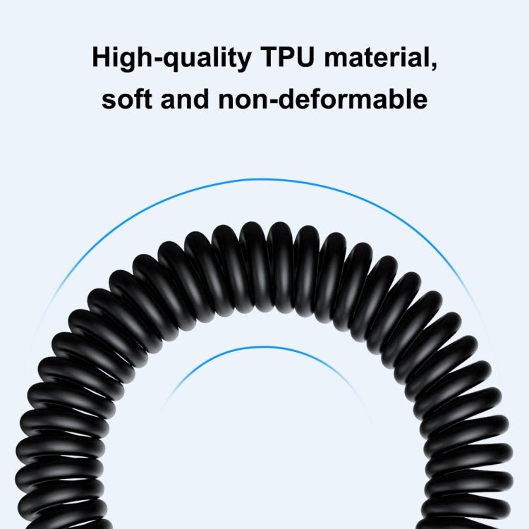 HAWEEL 2m 5A USB - C / Type - C to USB - C / Type - C Retractable Coiled PD Fast Charging Cable, 2m 5A Type - C - ORIWHIZ