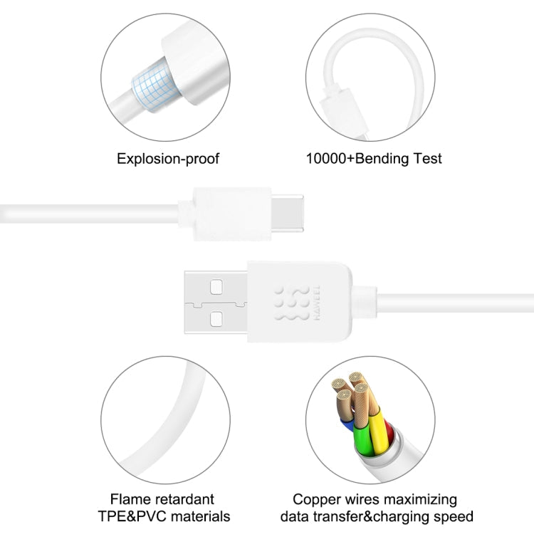 HAWEEL 2m USB - C / Type - C to USB 2.0 Data & Charging Cable, Type - C 2m - ORIWHIZ