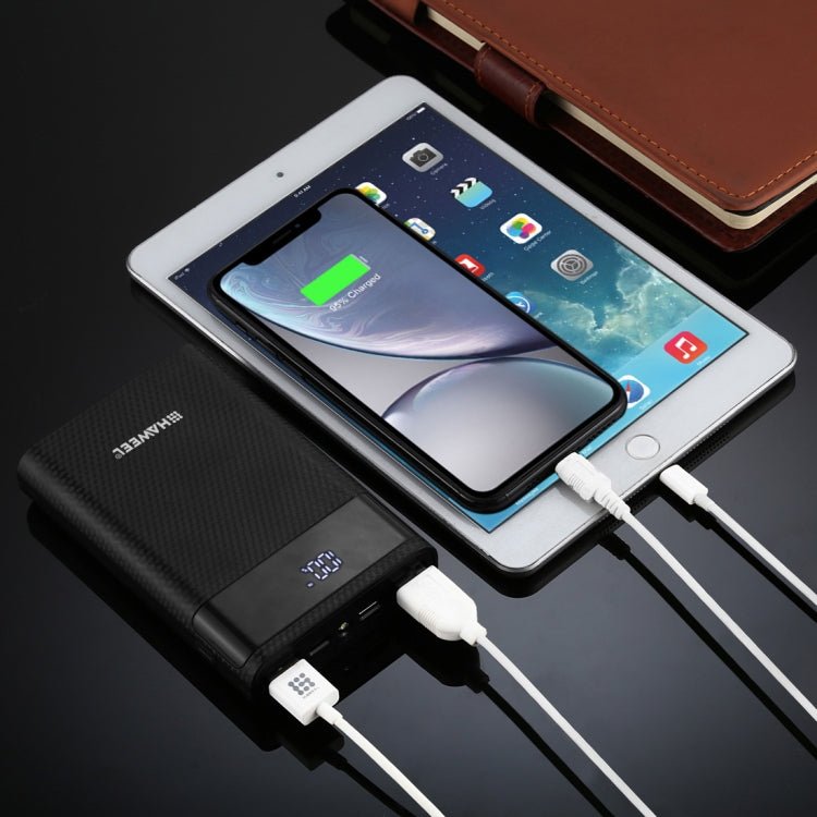 HAWEEL DIY 4x 18650 Battery (Not Included) 12000mAh Dual - way QC Charger Power Bank Shell Box with 2x USB Output & Display, Support QC 2.0 / QC 3.0 / FCP / SFCP / AFC / MTK / BC 1.2 / PD, DIY 4x 18650 Batteries 12000mAh - ORIWHIZ