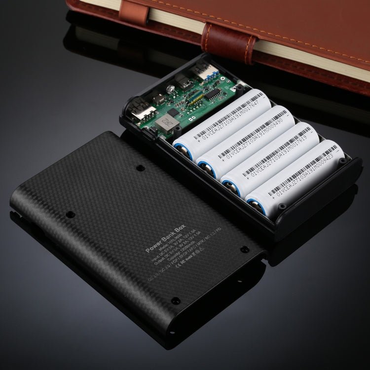 HAWEEL DIY 4x 18650 Battery (Not Included) 12000mAh Dual - way QC Charger Power Bank Shell Box with 2x USB Output & Display, Support QC 2.0 / QC 3.0 / FCP / SFCP / AFC / MTK / BC 1.2 / PD, DIY 4x 18650 Batteries 12000mAh - ORIWHIZ