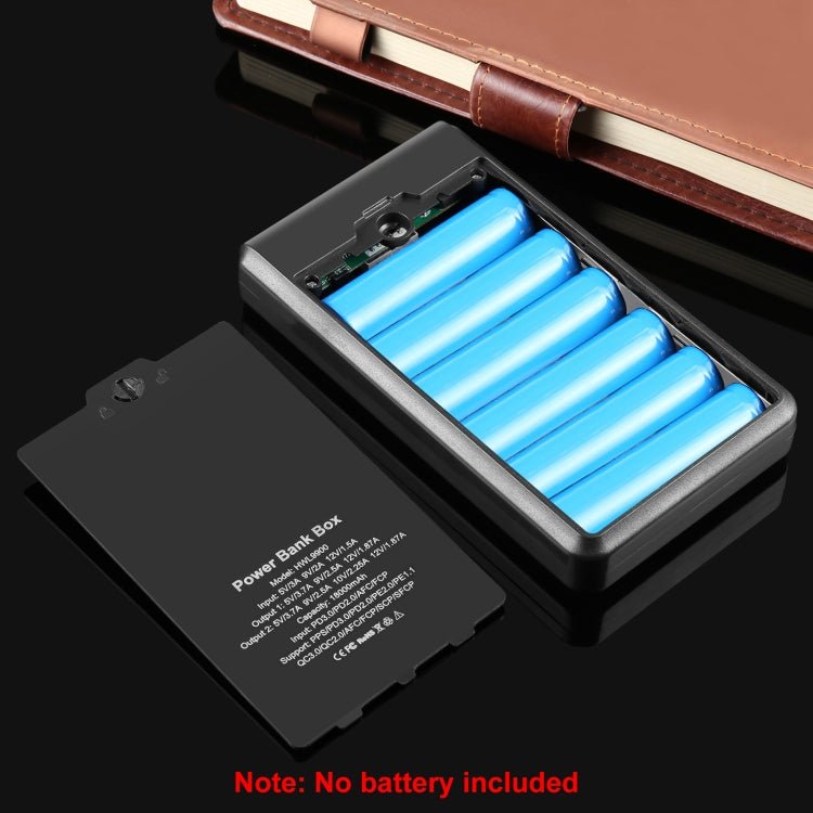 HAWEEL DIY 6 x 18650 Battery 24W Fast Charge Power Bank Box Case with Display, Not Include Battery, 6 x 18650 Battery - ORIWHIZ