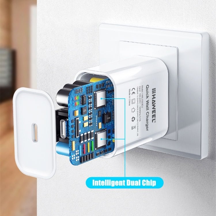 HAWEEL PD 20W Single USB - C / Type - C Interface QC Travel Charger, Support Full QC Protocol, EU Plug, QC Charger EU Plug - ORIWHIZ