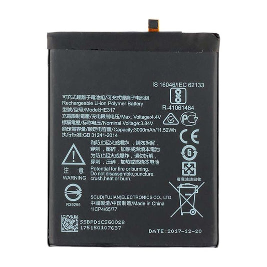 HE317 Li - ion Polymer Battery for Nokia 6 TA - 1000 TA - 1003 TA - 1021 TA - 1025 TA - 1033 TA - 1039, For Nokia 6 (HE317) - ORIWHIZ