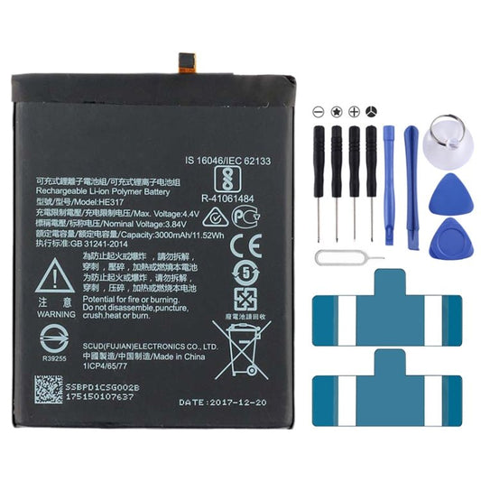 HE317 Li - ion Polymer Battery for Nokia 6 TA - 1000 TA - 1003 TA - 1021 TA - 1025 TA - 1033 TA - 1039, For Nokia 6 (HE317) - ORIWHIZ