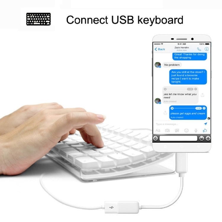 High Quality USB 2.0 AF to Micro USB 5 Pin Male Adapter Cable with OTG Function, Length: 15cm, White, Black - ORIWHIZ