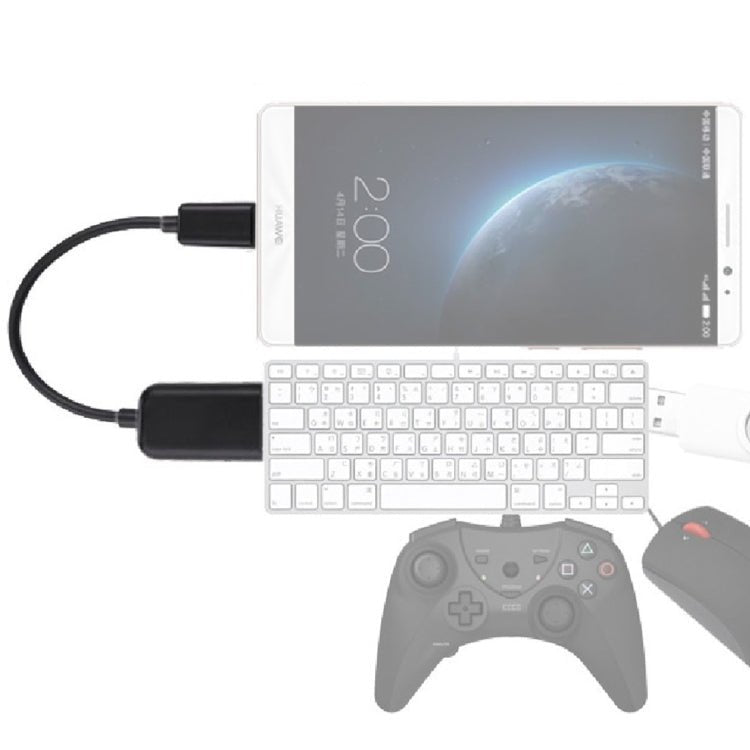 High Quality USB 2.0 AF to Micro USB 5 Pin Male Adapter Cable with OTG Function, Length: 15cm, White, Black - ORIWHIZ