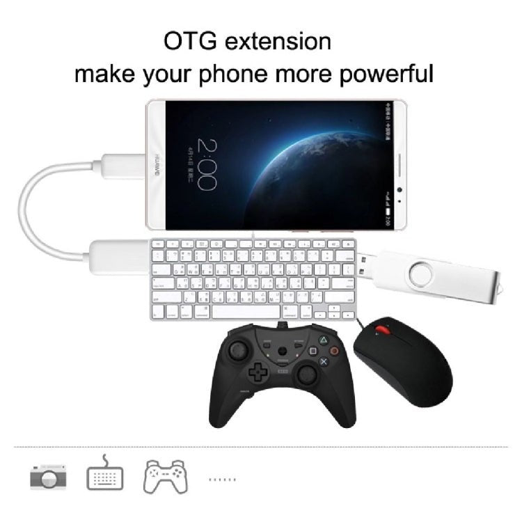 High Quality USB 2.0 AF to Micro USB 5 Pin Male Adapter Cable with OTG Function, Length: 15cm, White, Black - ORIWHIZ