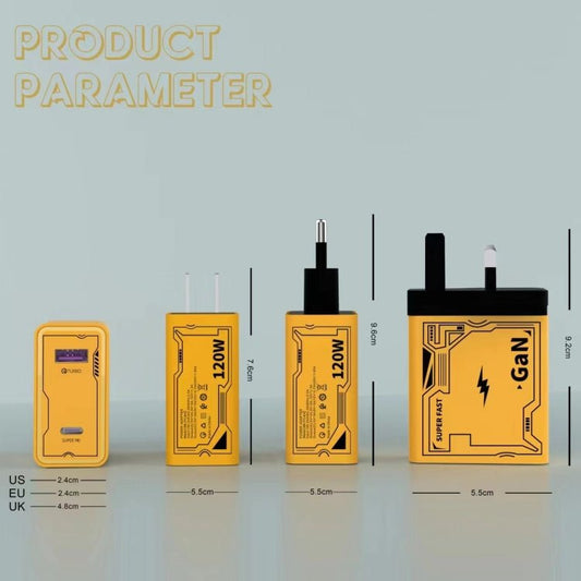 HX111 120W USB, Type - C GaN Ultra - fast Charger, US Plug, EU Plug, UK Plug - ORIWHIZ