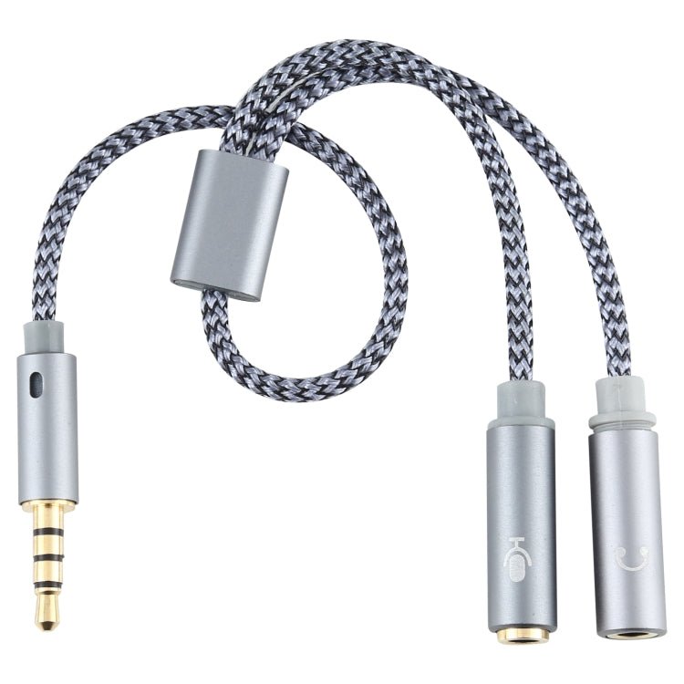 HY191 2 in 1 3.5mm Male to Microphone + Audio Female Braided Audio Cable, Length: 26cm, HY191 - ORIWHIZ