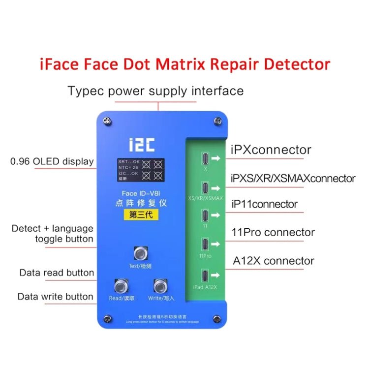 i2C IFace - V8i 3rd Face ID Dot Matrix Projection Repair Programmer With Flex Cable For iPhone X - 12 Pro max, i2C IFace - V8i 3rd With Flex Cable - ORIWHIZ