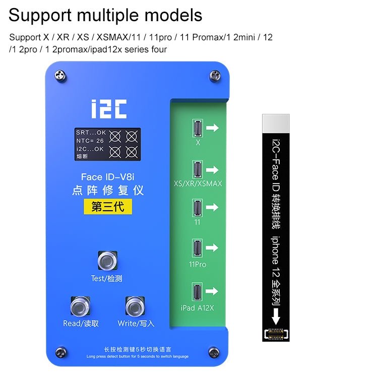 i2C IFace - V8i 3rd Face ID Dot Matrix Projection Repair Programmer With Flex Cable For iPhone X - 12 Pro max, i2C IFace - V8i 3rd With Flex Cable - ORIWHIZ