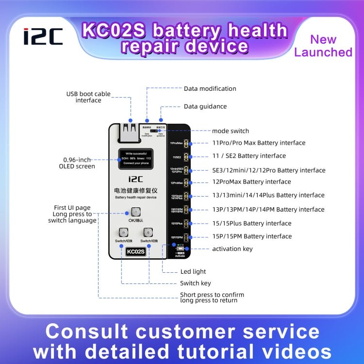 i2C KC02S Battery Health Recovery Device Activation Instrument For iPhone 11 - 15 Series, KC02S - ORIWHIZ