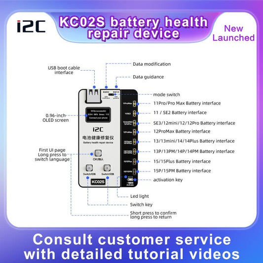 i2C KC02S Battery Health Recovery Device Activation Instrument For iPhone 11 - 15 Series, KC02S - ORIWHIZ