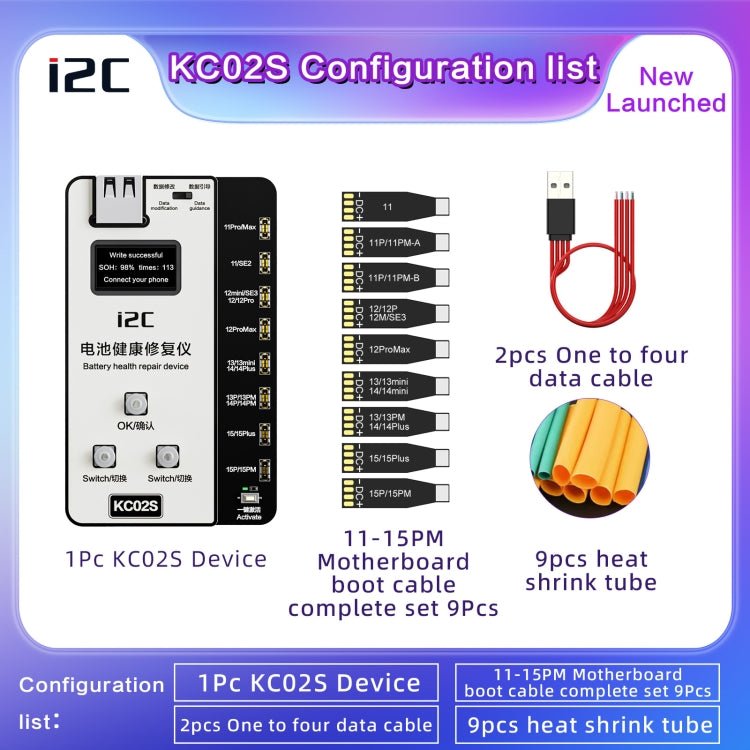 i2C KC02S Battery Health Recovery Device Activation Instrument For iPhone 11 - 15 Series, KC02S - ORIWHIZ