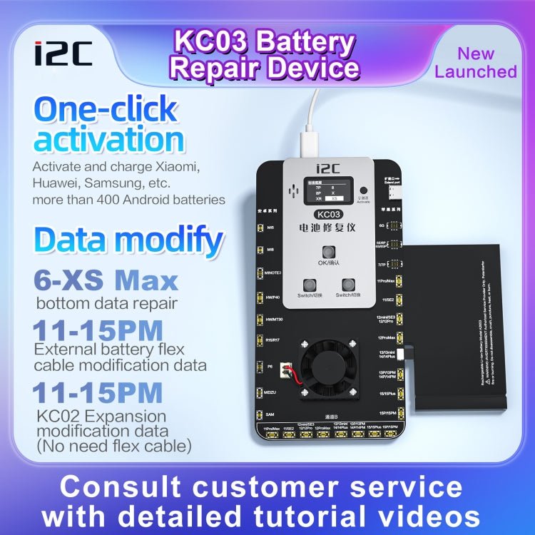 i2C KC03 Multi - function Battery Activation Detection Repair Device for iPhone 6 - 15 Pro Max / Android, KC03 - ORIWHIZ