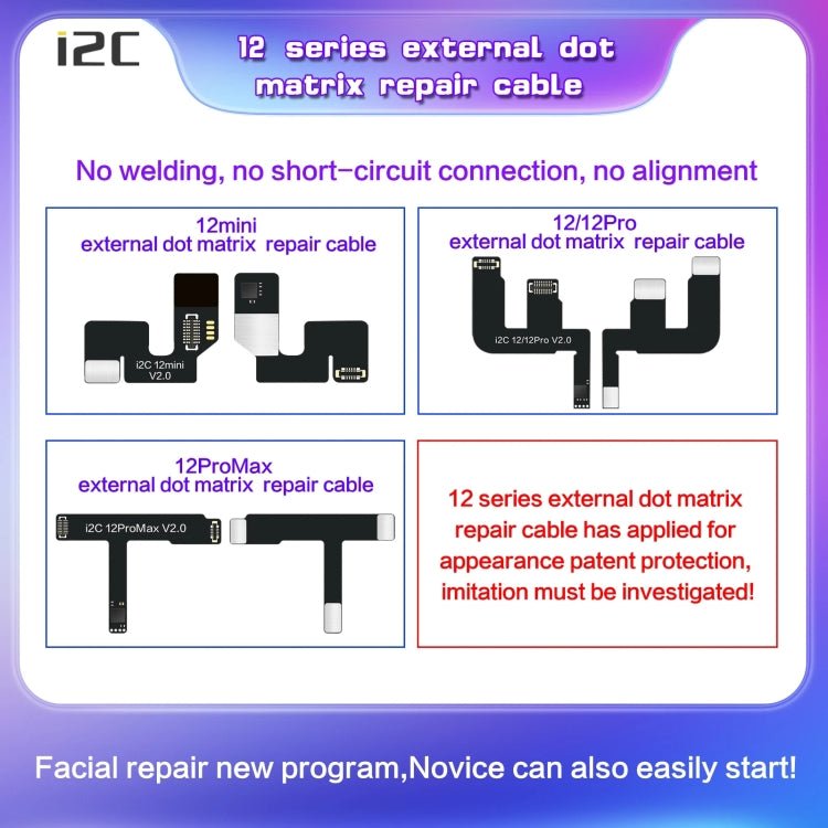 i2C MC12 SK - BOX Dot - matrix Flex Cable V2.0, For iPhone X - ORIWHIZ