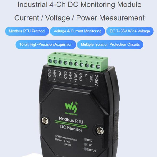 Industrial 4 - Ch DC Monitoring Module, 16 - Bit High - Precision Acquisition, Supports Voltage And Current Measurement, Modbus RTU Protocol, 33931 - ORIWHIZArduino & SCM SuppliesConsumer ElectronicsSensor Module