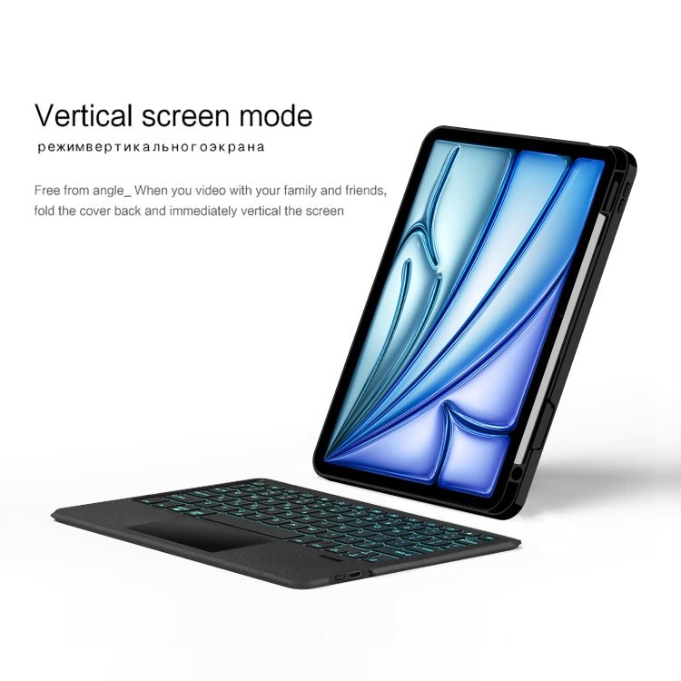 Intelligent Detachable Touch Bluetooth Keyboard Leather Tablet Case with Backlight/Pen Slot, For iPad Pro 13 2024, For iPad Air 13 2024, For iPad Air 11 2024, For iPad Pro 11 2024, For iPad 10.9 2022, For iPad 10.2 2021, For iPad mini 6 - ORIWHIZApple AccessoriesiPad KeyboardiPad Keyboard For iPad Pro