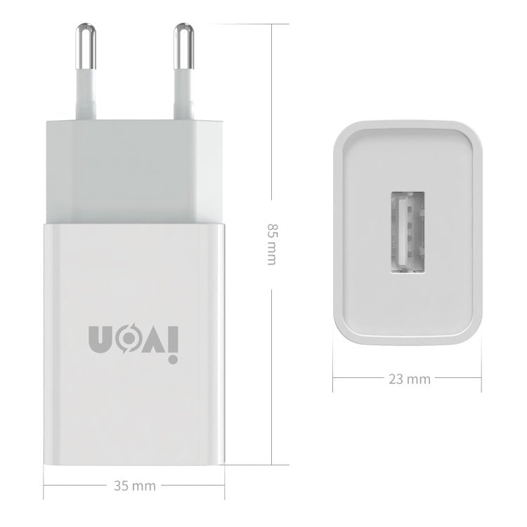 IVON AD - 33 2 in 1 2.1A Single USB Port Travel Charger + 1m USB to Micro USB Data Cable Set,, EU Plug, US Plug - ORIWHIZ