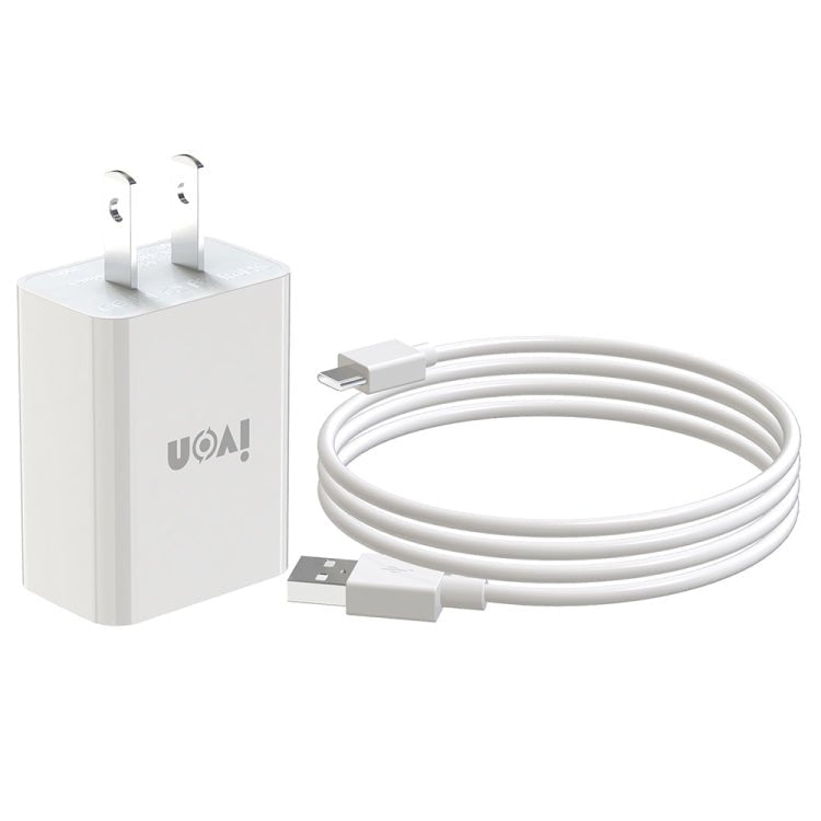 IVON AD - 33 2 in 1 2.1A Single USB Port Travel Charger + 1m USB to USB - C / Type - C Data Cable Set,, EU Plug, US Plug - ORIWHIZ