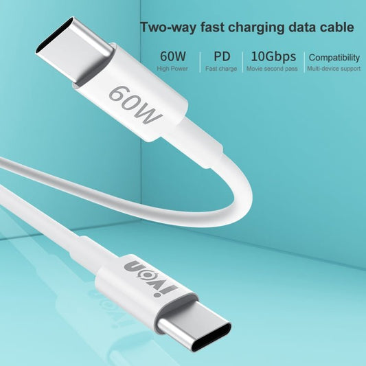 IVON CA203 60W PD USB - C / Type - C to USB - C / Type - C Fast Charging Data Cable, Cable Length: 1m - ORIWHIZ