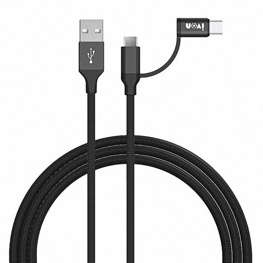 IVON CA52 2.4A USB to Type - C + Micro USB 2 in 1 Charging Sync Data Cable, Length: 1m, Type - C + Micro USB - ORIWHIZ