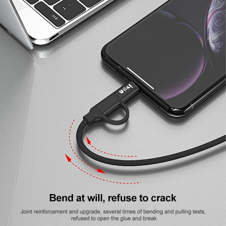 IVON CA52 2.4A USB to Type - C + Micro USB 2 in 1 Charging Sync Data Cable, Length: 1m, Type - C + Micro USB - ORIWHIZ
