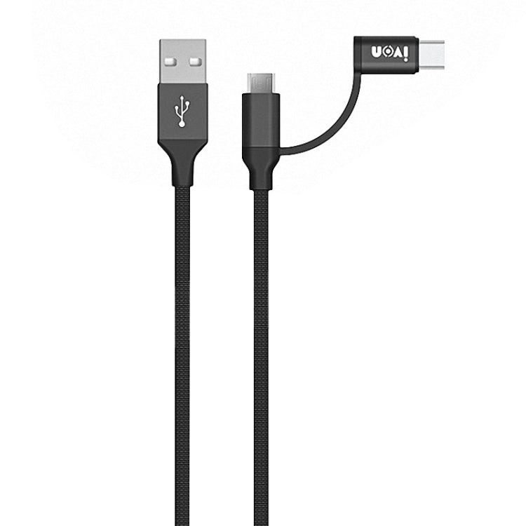 IVON CA52 2.4A USB to Type - C + Micro USB 2 in 1 Charging Sync Data Cable, Length: 1m, Type - C + Micro USB - ORIWHIZ