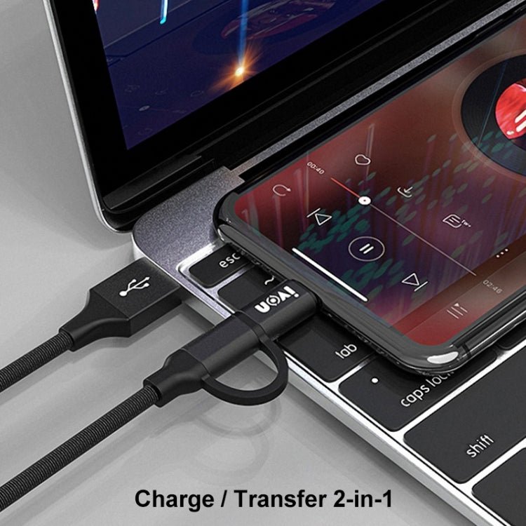 IVON CA52 2.4A USB to Type - C + Micro USB 2 in 1 Charging Sync Data Cable, Length: 1m, Type - C + Micro USB - ORIWHIZ
