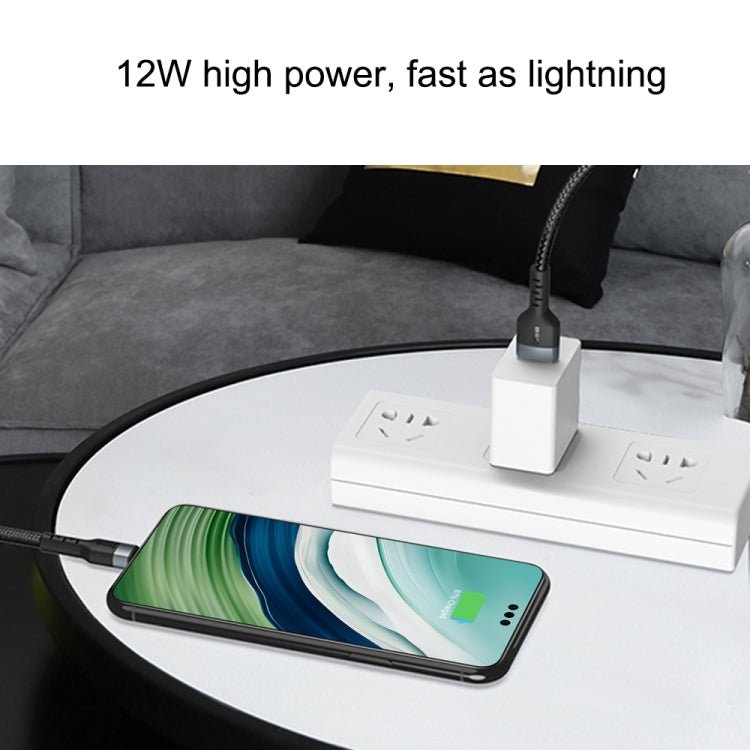 IVON CA88 12W 2.4A USB to Micro USB Nylon Braid Fast Charge Data Cable, Cable Length: 1m, Micro USB - ORIWHIZ