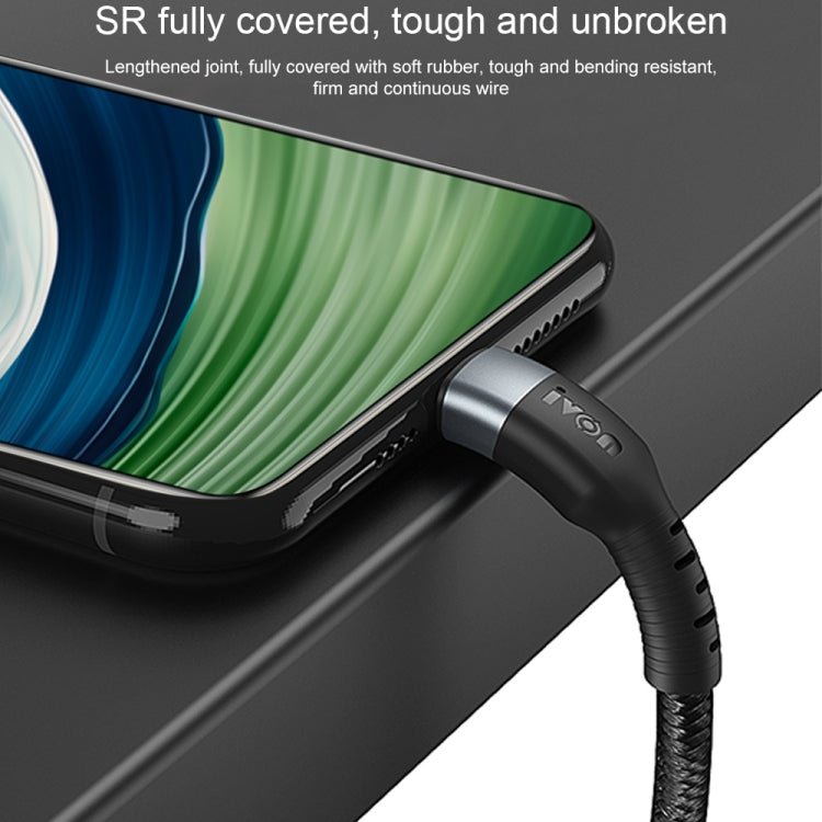 IVON CA88 12W 2.4A USB to Micro USB Nylon Braid Fast Charge Data Cable, Cable Length: 1m, Micro USB - ORIWHIZ