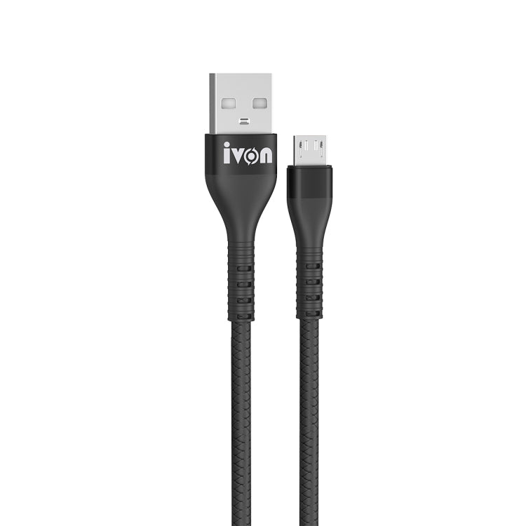 IVON CA92 2.4A Max USB to Micro USB Rubber Fast Charging Data Cable, Length: 1.5m, Micro USB - ORIWHIZ