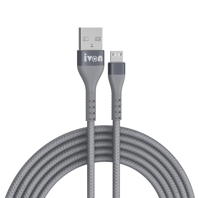 IVON CA92 2.4A Max USB to Micro USB Rubber Fast Charging Data Cable, Length: 1.5m, Micro USB - ORIWHIZ